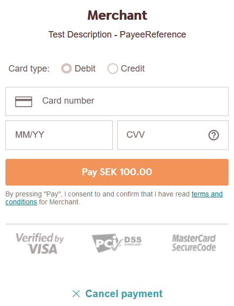The description field as presented in Swish Payments