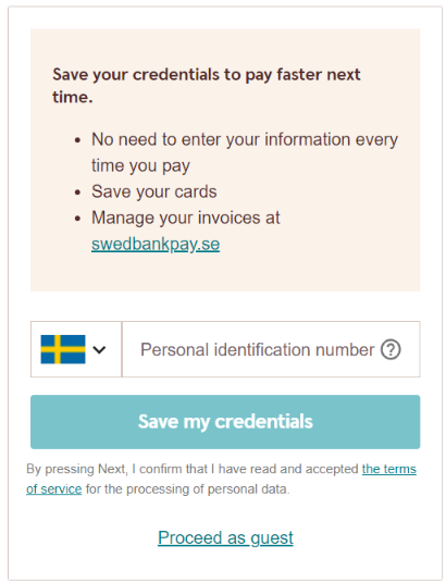 Payer is presented with SSN input or continue as guest