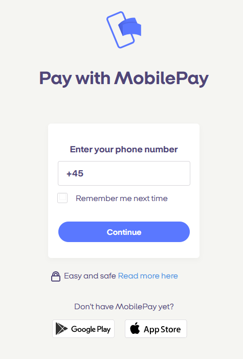 mobilepay enter number