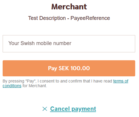 Paying with Swish using Swedbank Pay